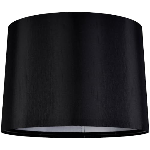 Black Lamp Shade for Floor Lamps Set of 1 (14"×16"×10"-1 Pc / Black Natural Faux Silk)