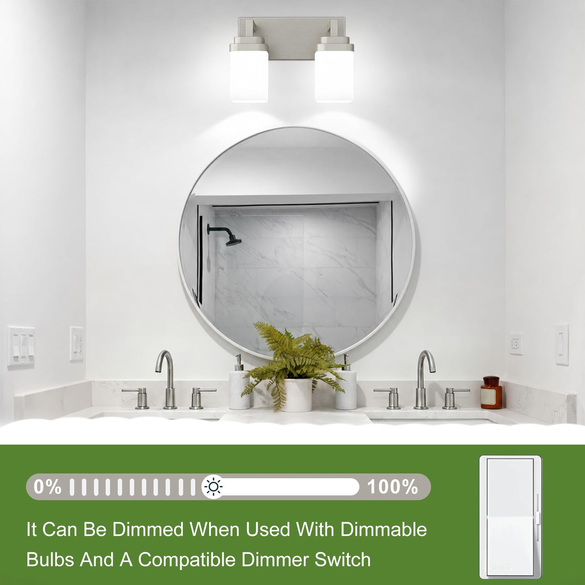 Brushed Nickel Bathroom Light Fixtures (Nickel / 2-Light)