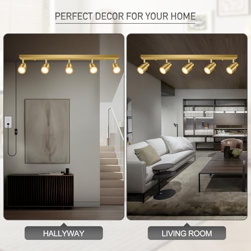 Track Lighting Plug in (Gold / 30" 5-Light Track Lighting)