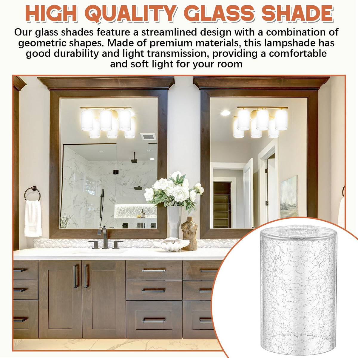 6 Pcs Clear Crackle Glass Lamp Shade 1 (Clear / Crackle)