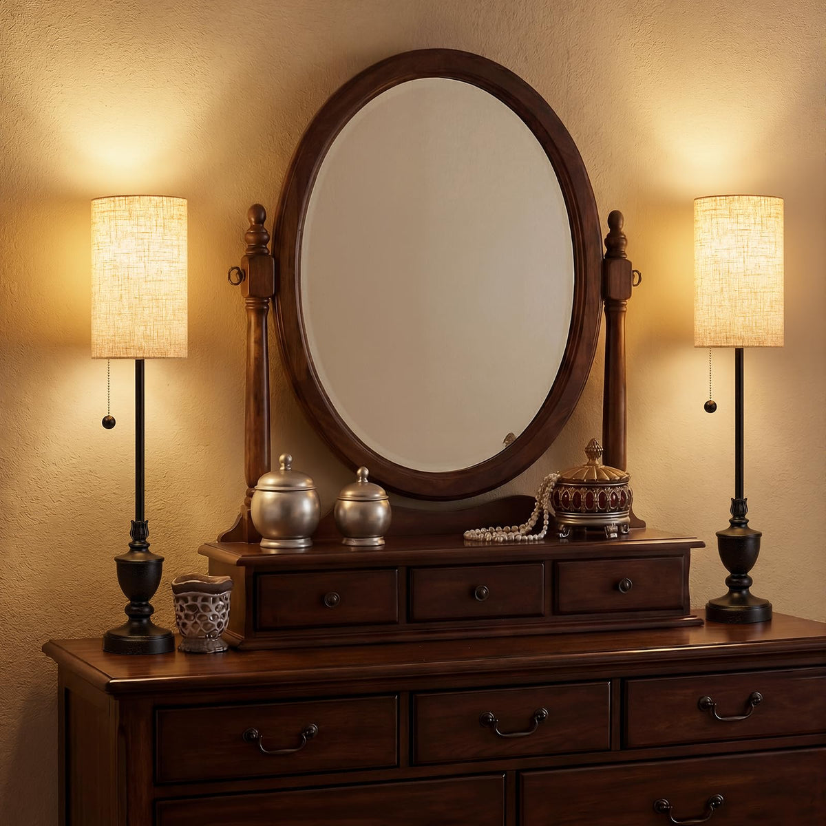 Buffet Table Lamps Set of 2 (Matte Black)
