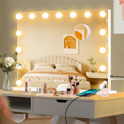 Vanity Mirror with Lights (White / 23"L x 18"W)