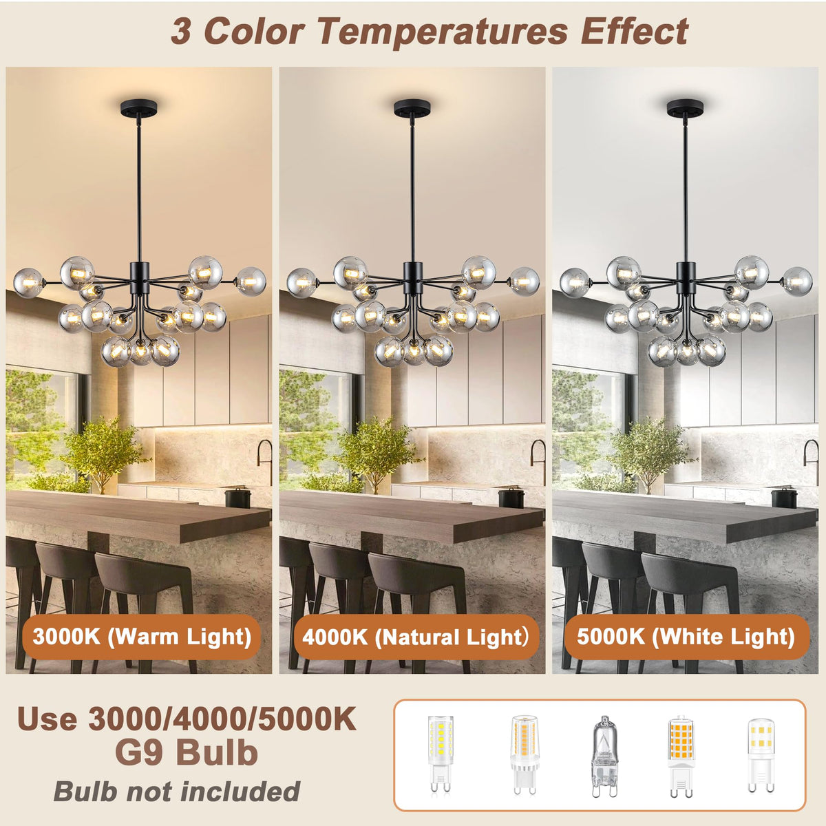 Smoked Glass Chandelier 15 Lights Black Sputnik Chandeliers for Living Room (39.37inch / Black & Grey (15 Lights))