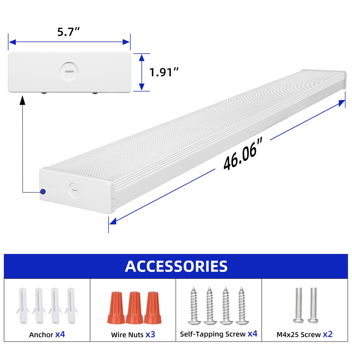 4FT 5.7" W LED Wraparound Light with 40W 4400LM 4000K (5.7 Inch Width)