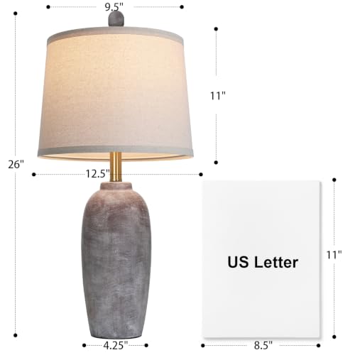 26 Inch Farmhouse Ceramic Jar Table Lamps Set of 2 (Earth Brown)