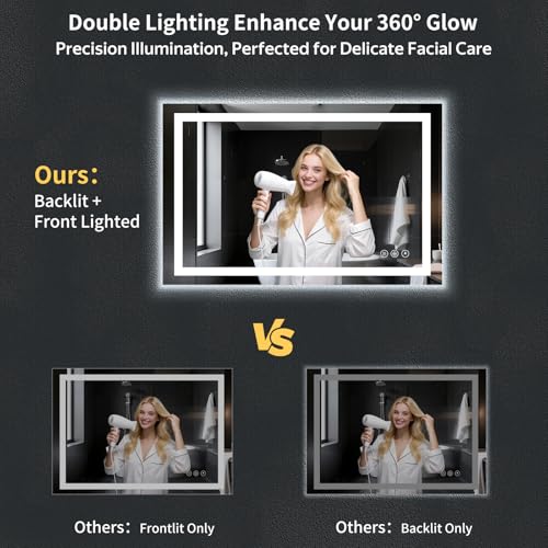 24"x50" LED Bathroom Mirror with Lights (Frontlit & Backlit / 50"L x 24"W)
