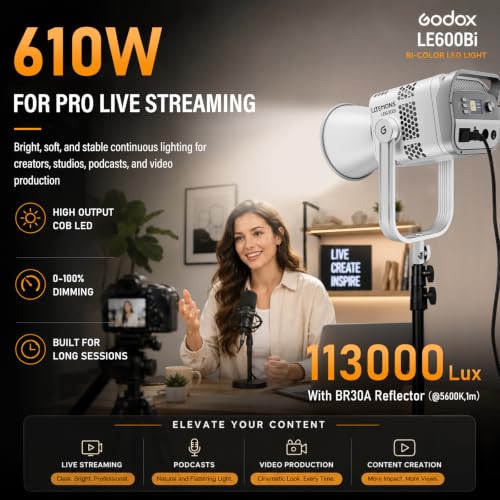 Litemons LE600Bi 610W Bi Color COB LED Video Light Bowens Mount (WHITE)