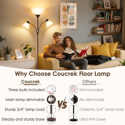 Torchiere Floor Lamps for Living Room (Brown)