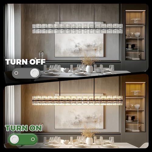 Black 60 Light Crystal Rectangular Chandelier for Dining Room (53 inch / Black)