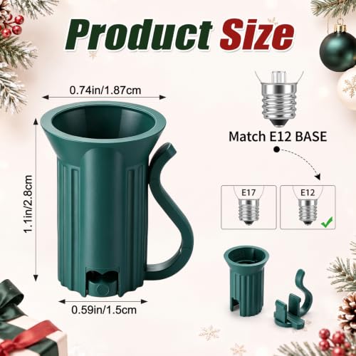100 Pcs C7 E12 Replacement Sockets for Christmas Lights (Green)