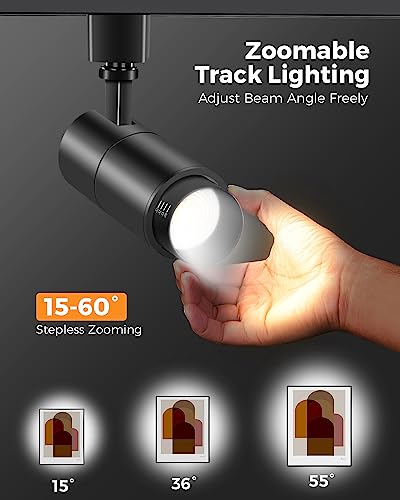 3 Color Zoomable 10W LED Track Lighting Heads H Type (Black)
