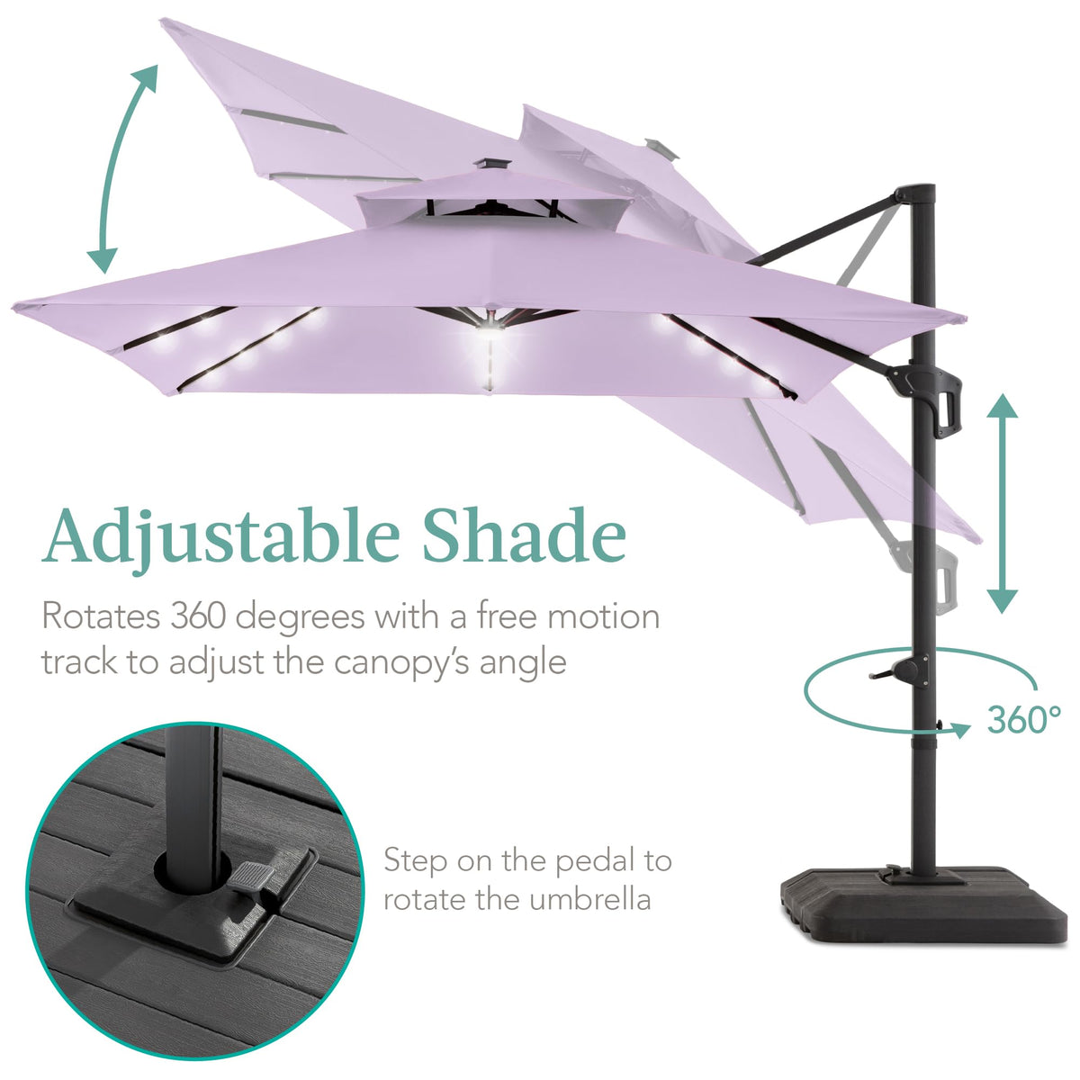 10x10ft Cantilever Patio Umbrella w (10x10ft / Lavender)