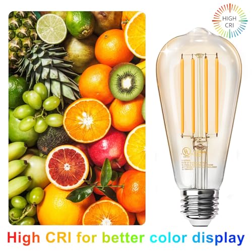 ST58 LED Edison Bulbs (4 Pack - 8W / Amber White 2200k)