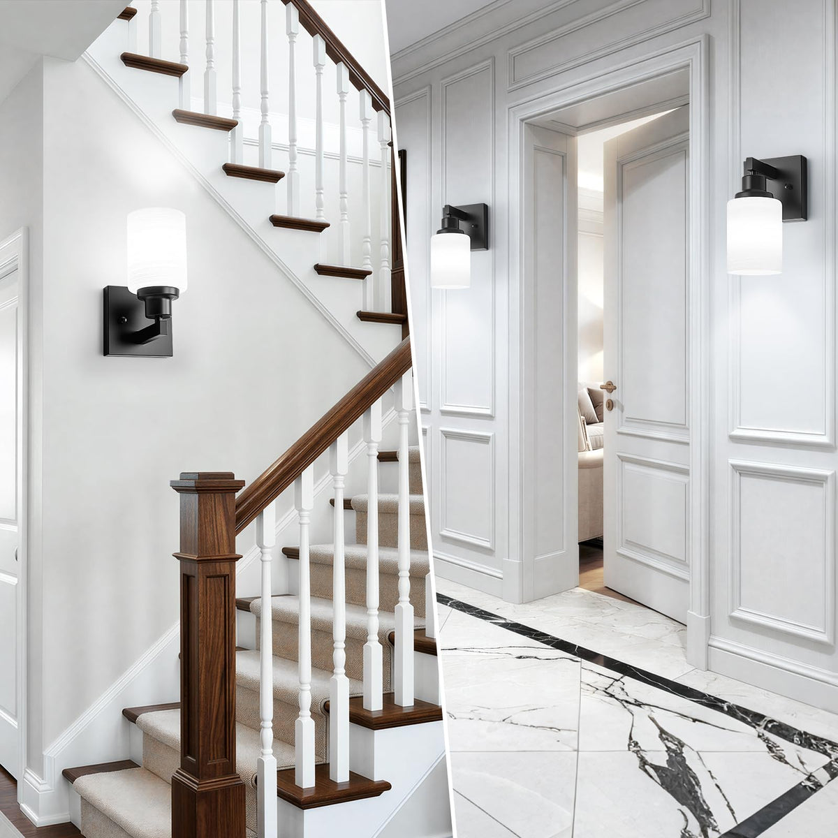 Set of 2 Wall Sconces for Bathroom Black Single Light Vanity Light (Black / 1-Light(2 Pack))
