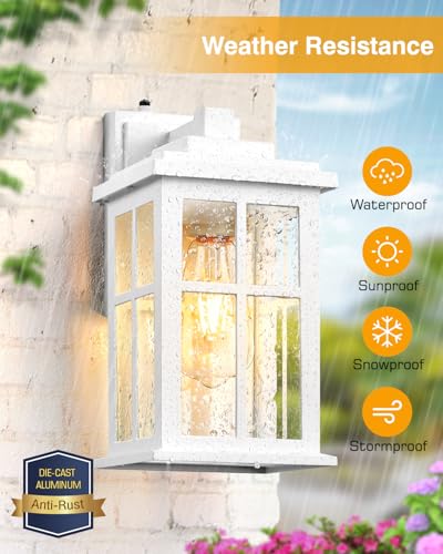 White Outdoor Wall Lights (Dusk to Dawn 1 Pack / White)