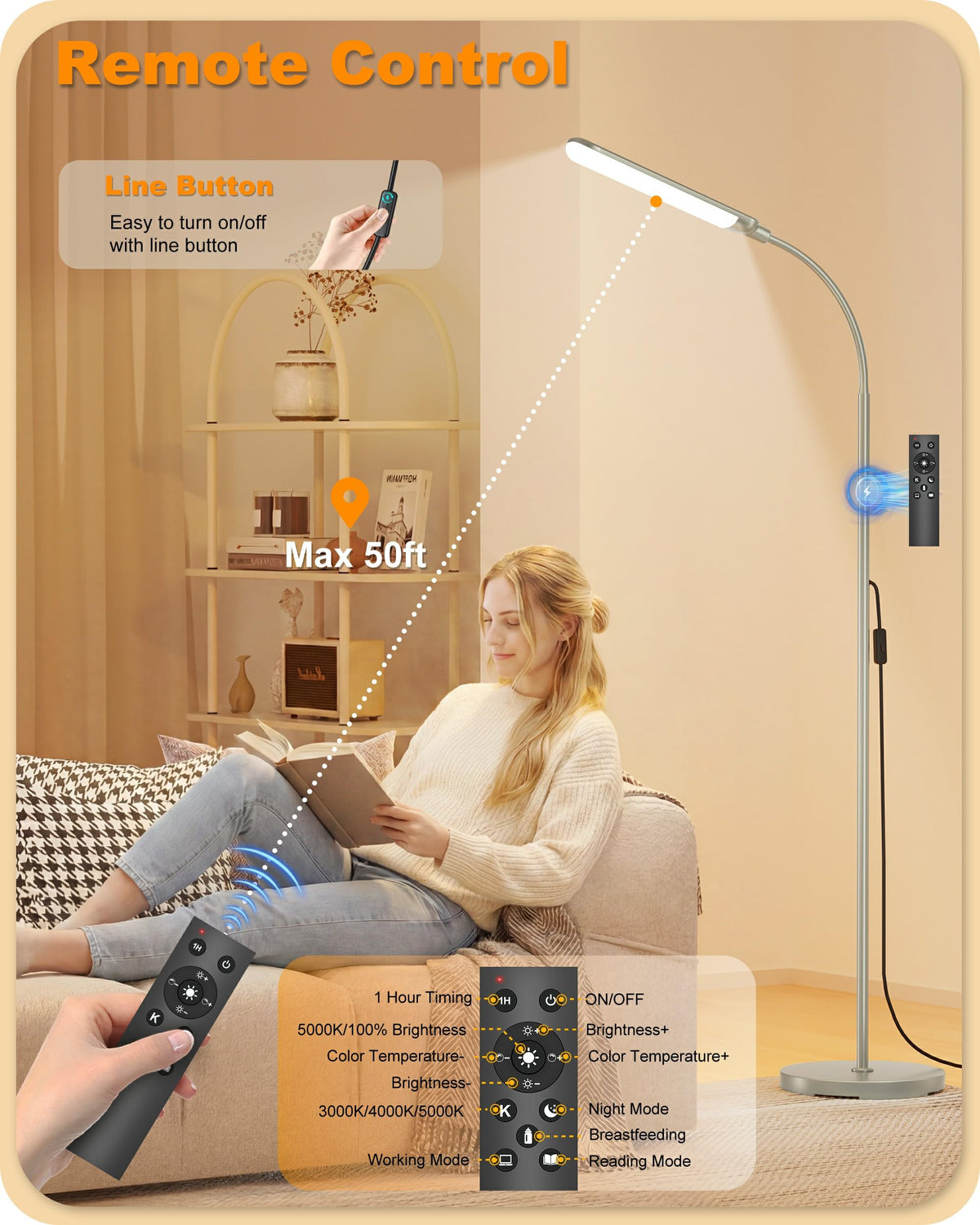 LED Floor Lamp (Silver-63inch)