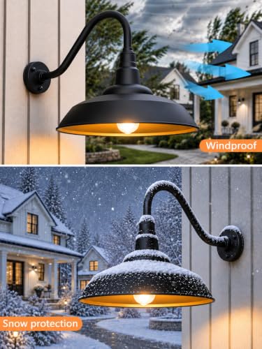 18" Large Gooseneck Barn Lights Outdoor (18 Dome - 2 Pack)