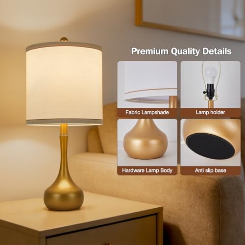 23" Farmhouse Table Lamp Set of 2 for Living Room Bedroom (‎Golden / 23")