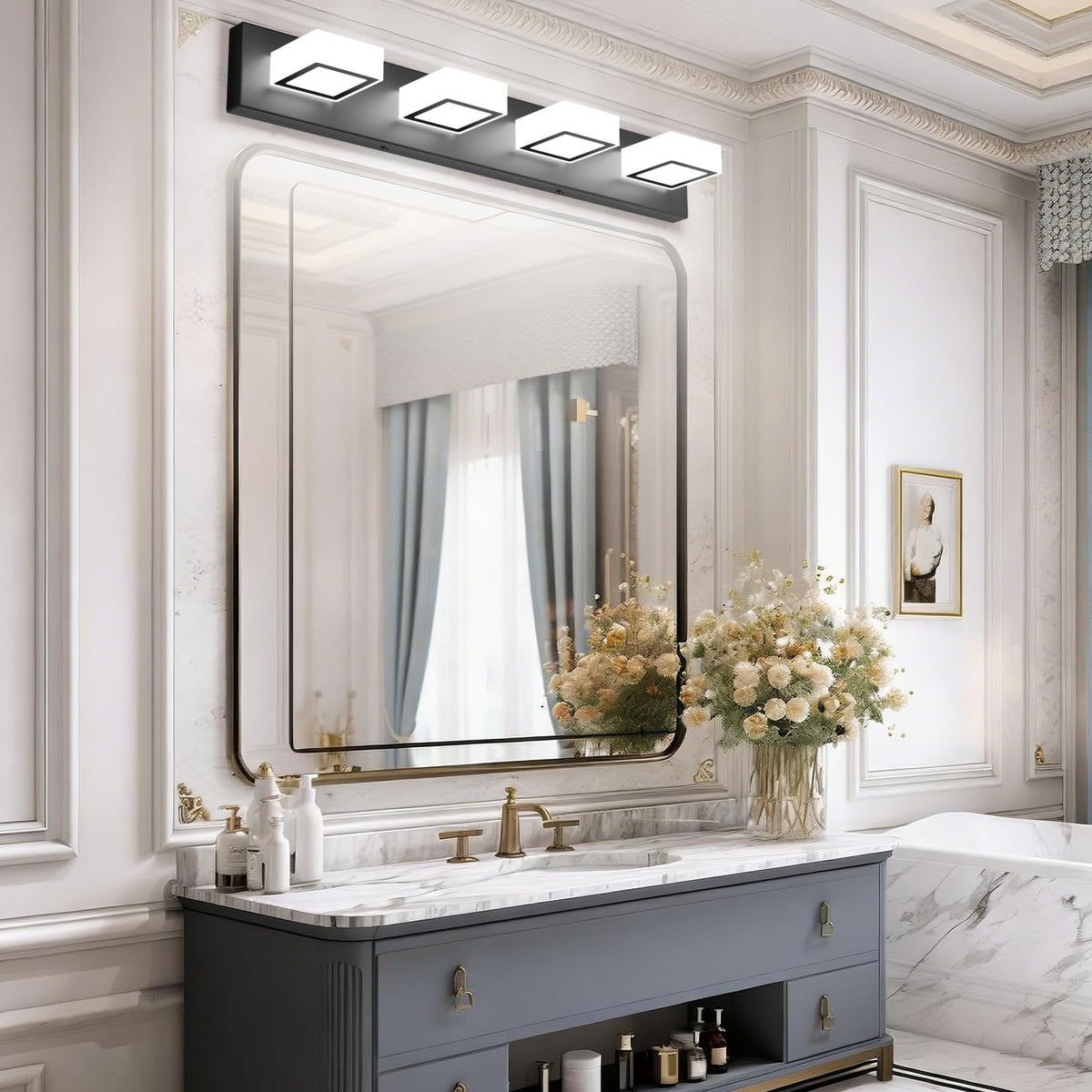 Black Bathroom Vanity Lights 30inch Metal Acrylic LED Modern Bathroom Wall Lighting Fixtures Over Mirror Matte Black (Black-White light / 30 inch)