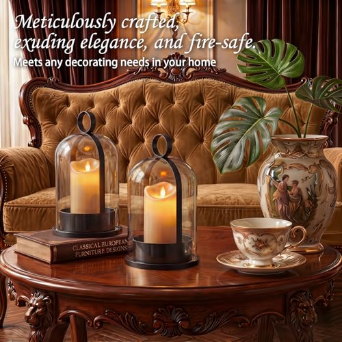 Black Glass Lanterns Wall Candle Sconces Set of Two (Black)