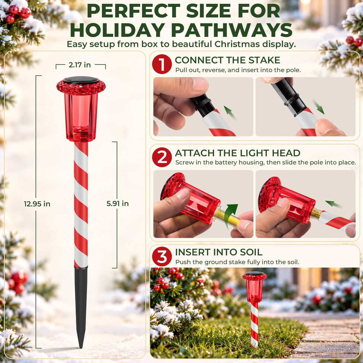 Solar Christmas Pathway Lights (Red Green)