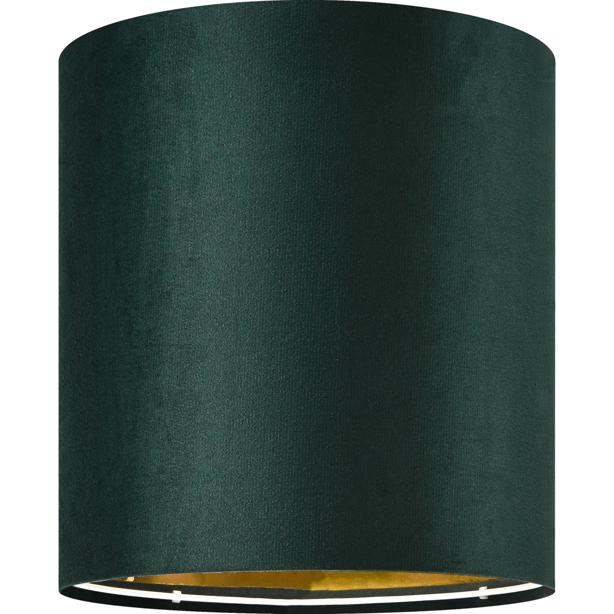 Green Velvet Drum Lamp Shades with Gold Mirror Lining – Set of 2 (10 in)