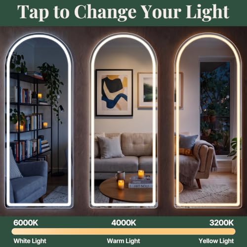 16"x60" Arched Full Length Mirror with Lights (Elegant Led-white Arched / 60"L x 16"W)