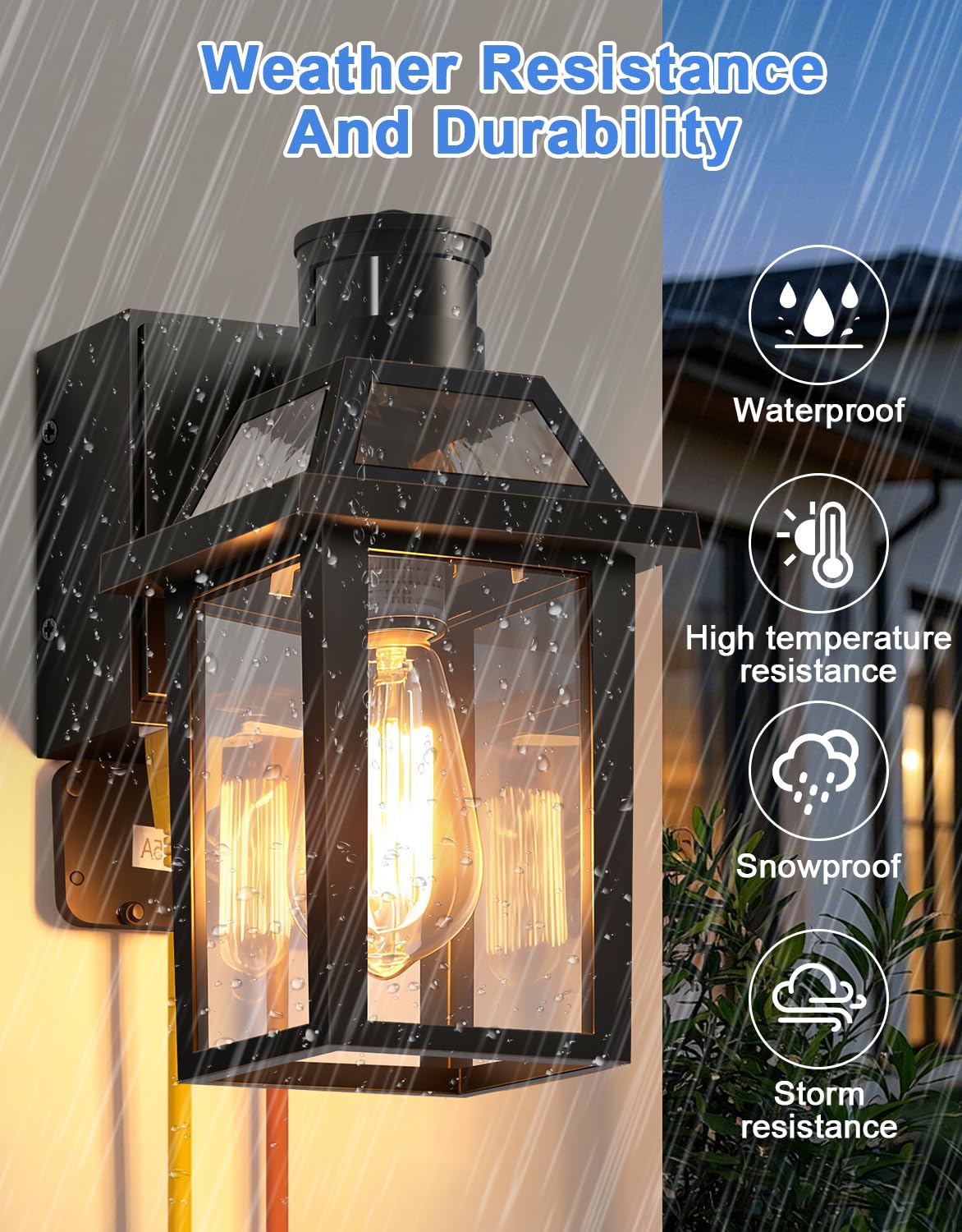 Porch Light with GFCI Outlet and Remote (Black (with Remote) / 1 Pack)