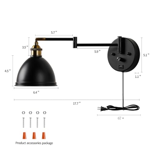 Swing Arm Wall Sconces (Metallic black)