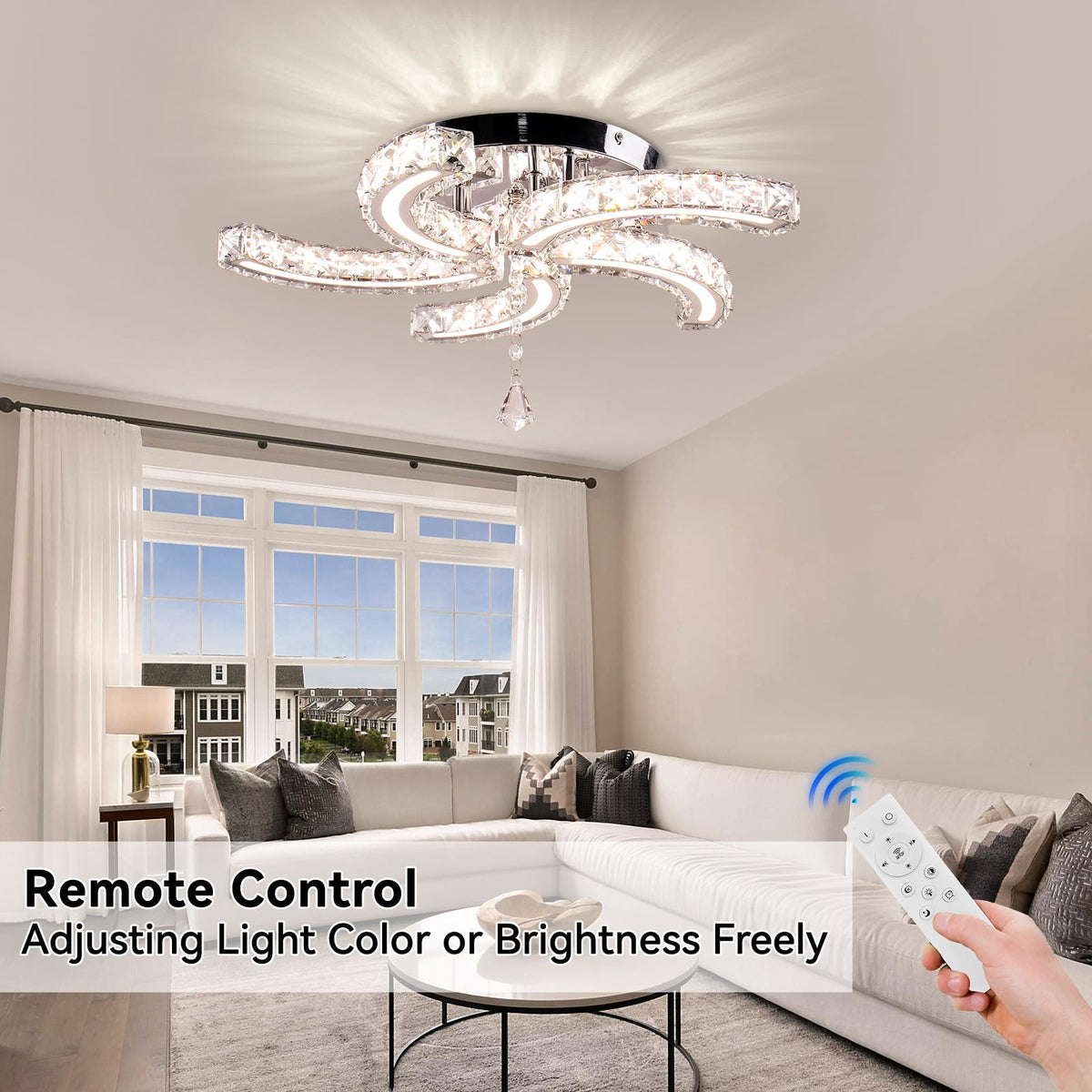 19.7" Crystal Ceiling Light (Acrylic-Dimmable)