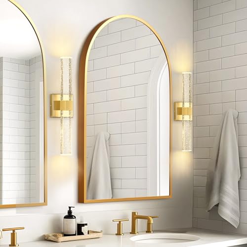 Set of 2 Gold LED Wall Sconce Lights Warm Light Modern Crystal Wall Lights Vanity Lighting Fixtures Sconces for Bathroom Living Room Bedroom Dining Room Hallway (Gold / set of 2)