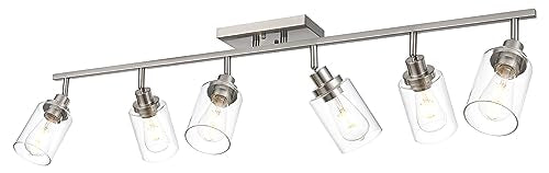 6 Light Track Lighting Kit Brushed Nickel with Rotatable Light Head (Brushed Nickel / 6-Light)
