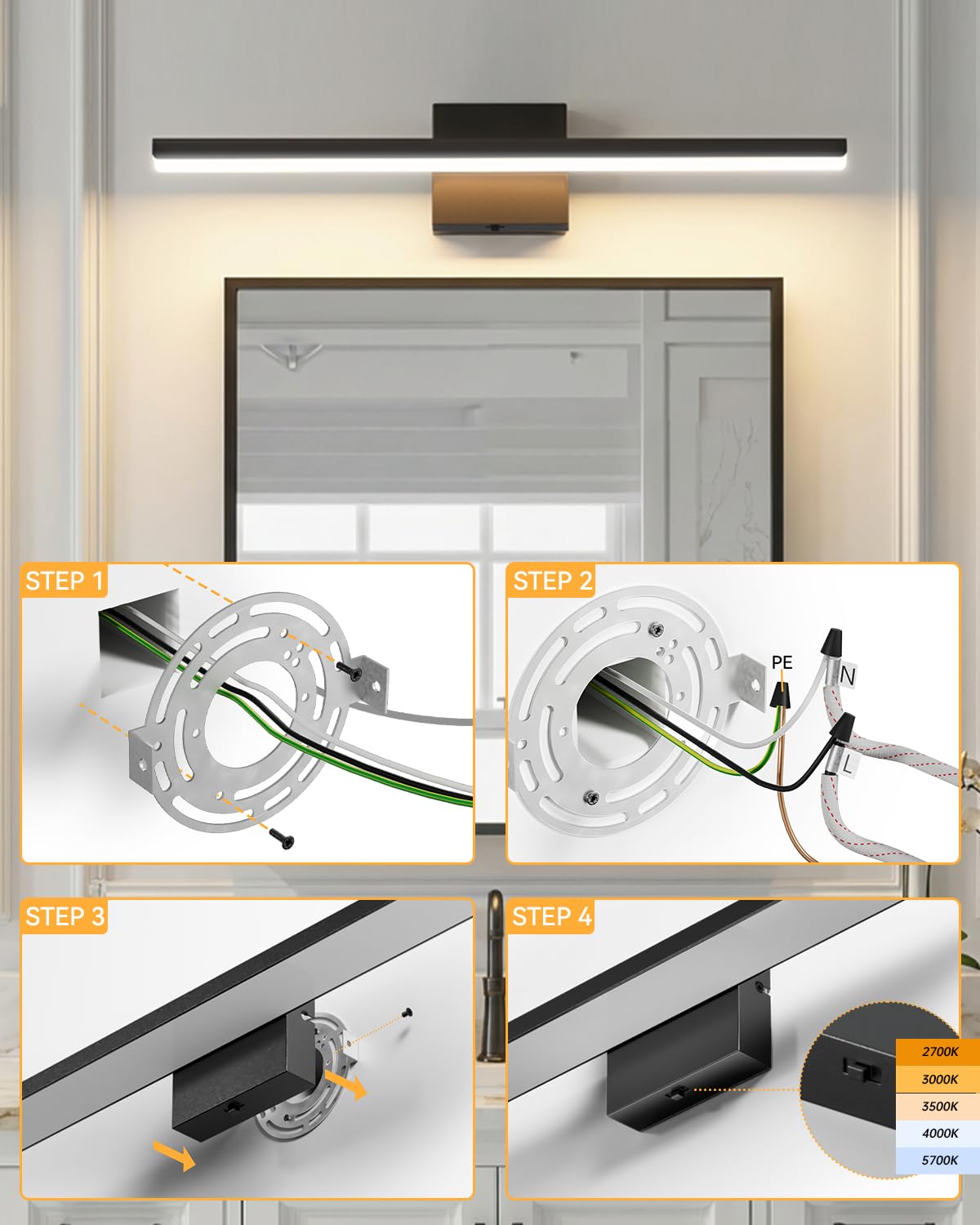 Modern LED Bathroom Light Fixtures (24inch)