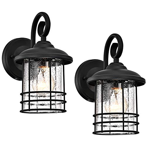 5.5" Wide Compact Narrow Farmhouse Matte Black Porch Light 2 Pack (Black / 2 Pack H9.8")
