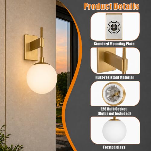 Large Globe Outdoor Wall Sconce (Brass)