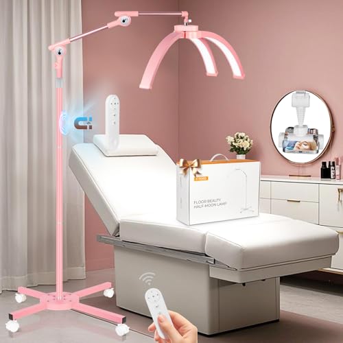 2026 Half Moon Eyelash Esthetician Light with 4 (Pink / 27.5" \u200eWide Head Lash Lamp)