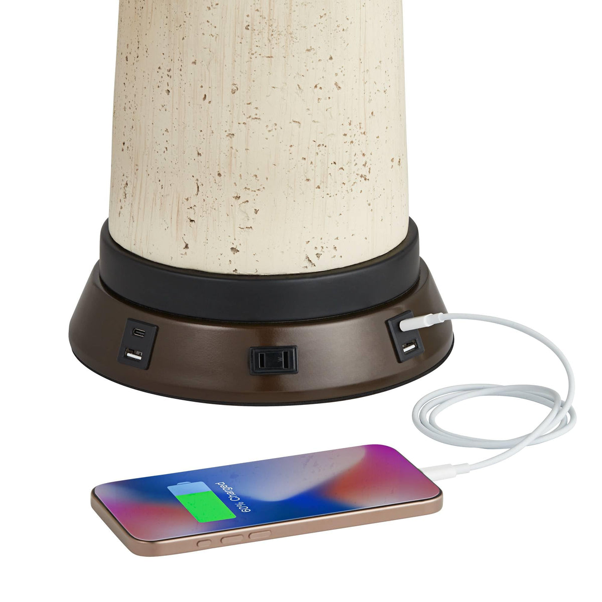 Buckhead 22" High Table Lamp Brown USB Workstation Base Warm Bronze Urn (Bronze with USB Workstation Base - Single)