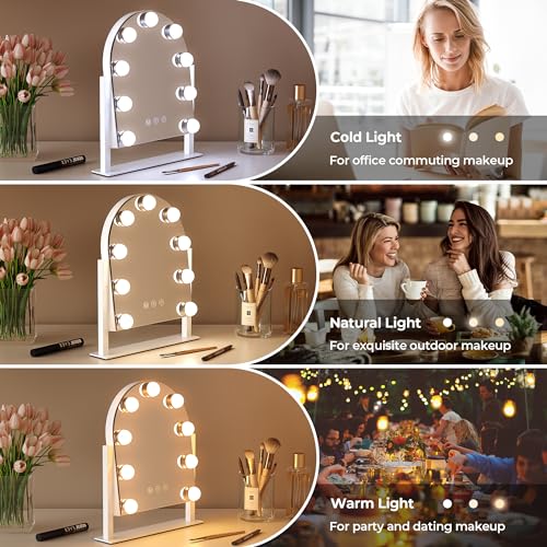 Makeup Mirror with Lights (White-arch 9 Bulbs)