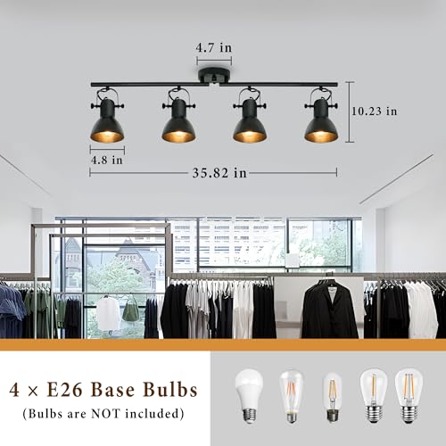 4 Light Track Lighting Fixture Farmhosue Track Light Rotatable 35.8" (4 Light)