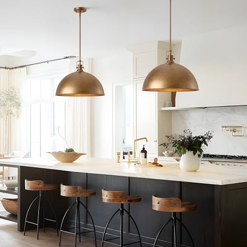17.7 Inch Large Dome Pendant Light (Antique Brown / 17.7 Inch)