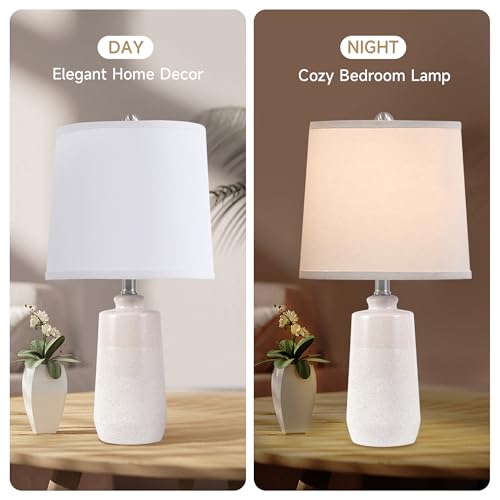20.5" Ceramic Nightstand Lamps Set of 2 for Bedroom (WH-S)