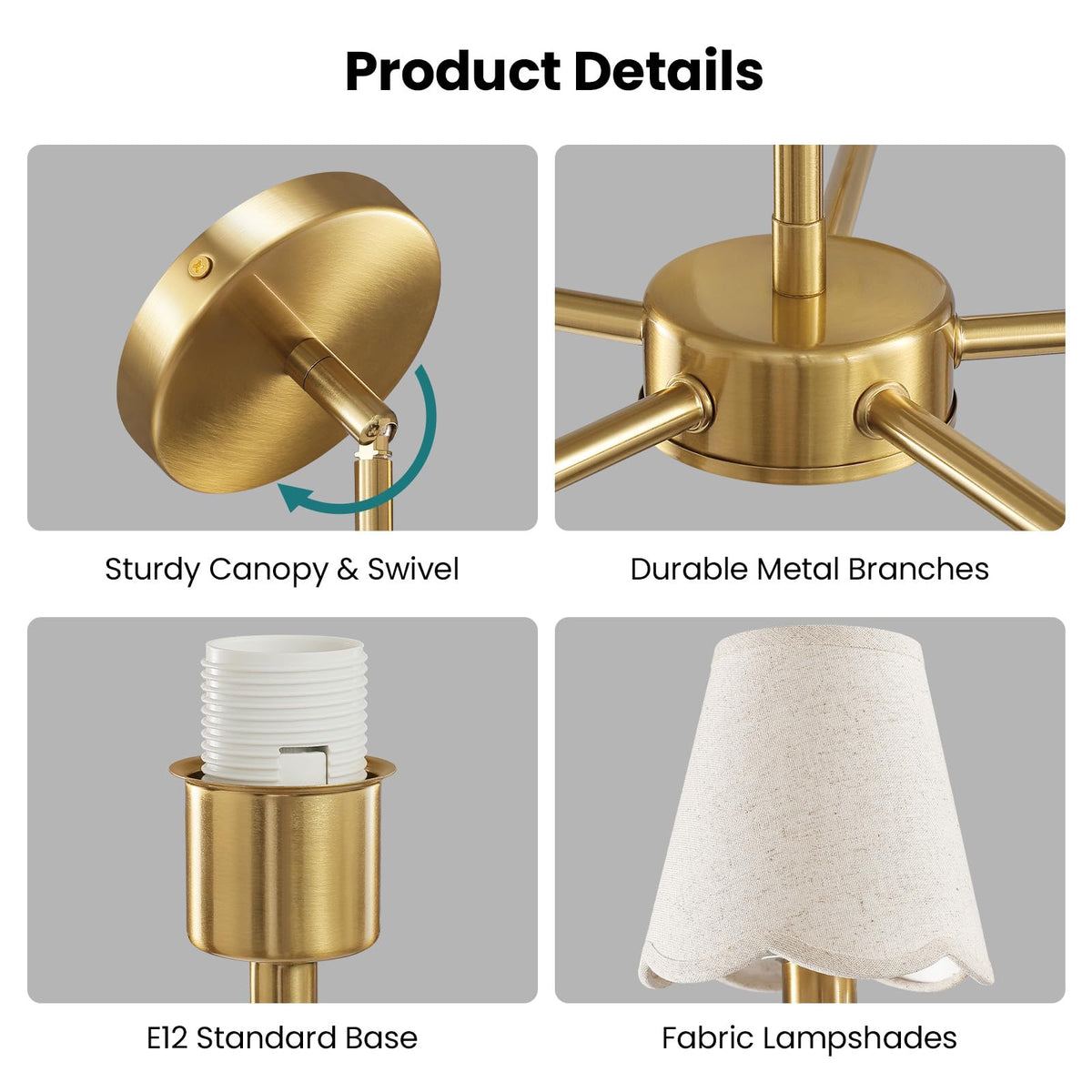Modern Gold Chandelier 5 (Gold / 5-Light)