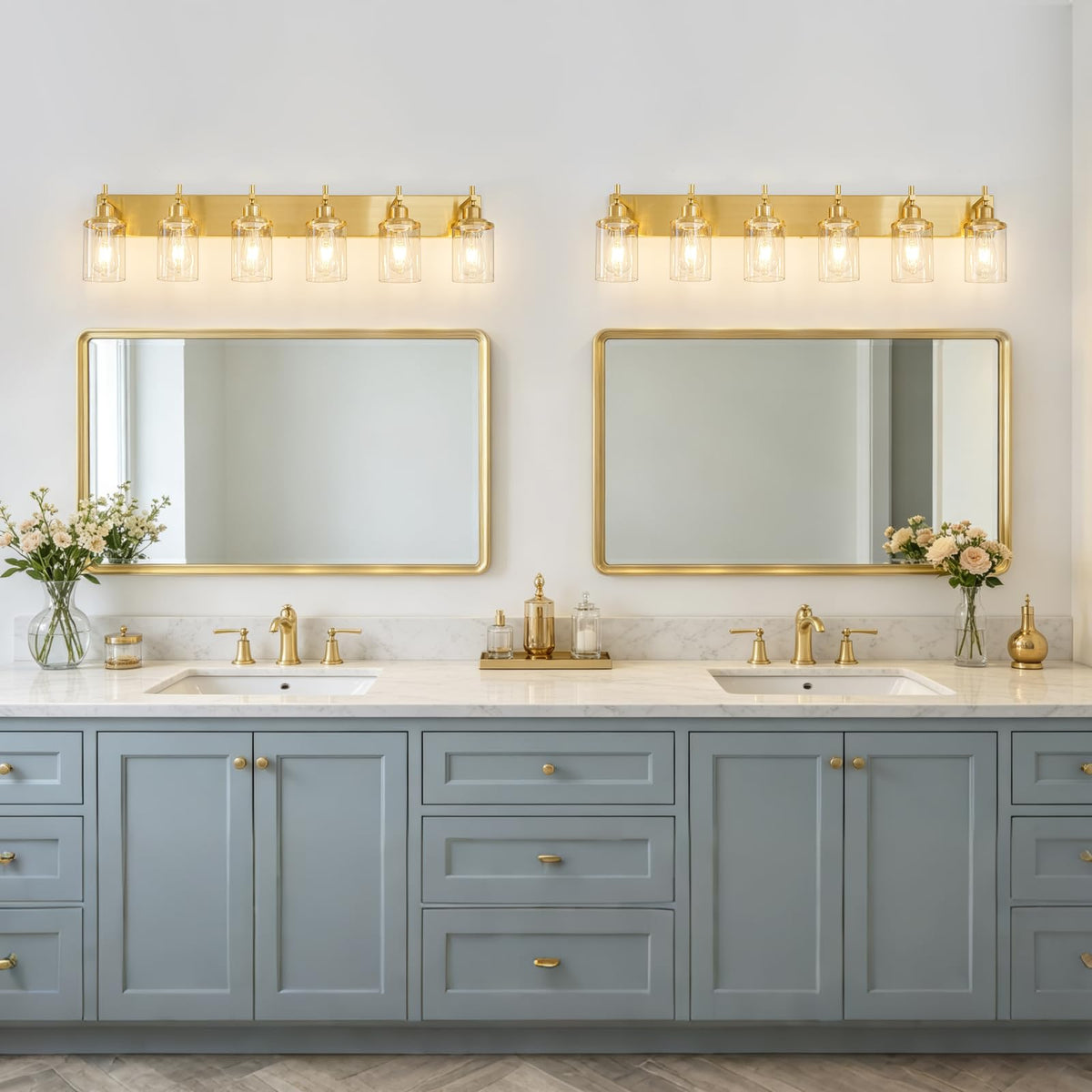 6 Light Modern Brushed Gold Bathroom Light Fixtures Over Mirror (Brushed Gold / 6-Light)