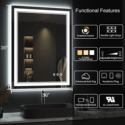 Lighted Mirror (Front and Backlit / 36"L x 30"W)