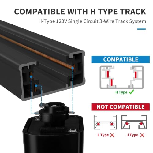 2-Set 5-Color 6-Light LED Track Lighting Kit with 6.6FT H Type Track Lighting Rail, DimmableTrack Lights with Floating Canopy, Ceiling Spot Light Flicker Free, CRI90+, 36° Beam 10W 800lm, Black