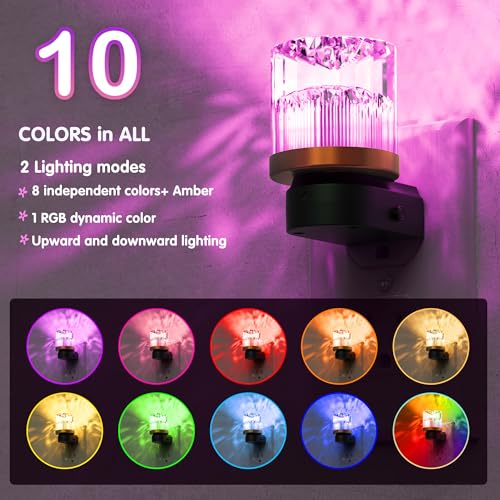 Night Light Night Lights Plug into Wall (RGB(Diamond-Black) / 2 Pack)