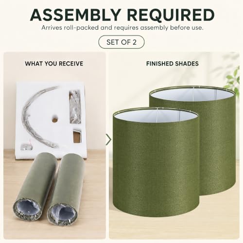 Large Sage Green Lamp Shades Set of 2 (Sage Green / 14"×15")