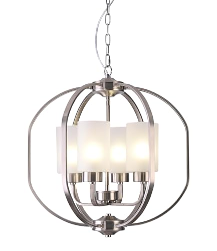 Globe Chandelier Modern Foyer Lighting Fixtures Dining Room Hanging Pendant Lighting Frosted Glass Shades