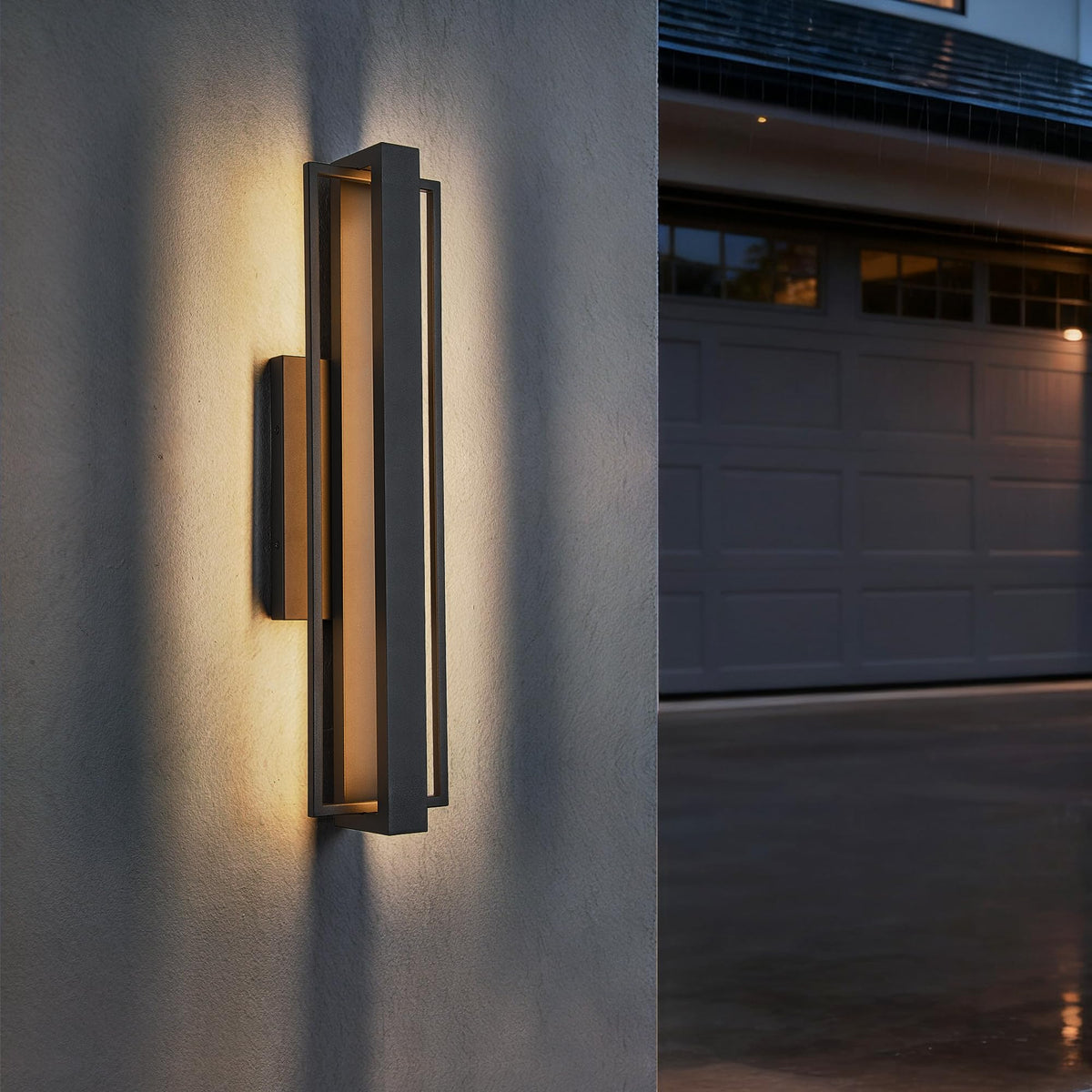 23 inch Modern Large Outdoor Waterproof LED Wall Light (1Pack Large 23"H 25W Black)