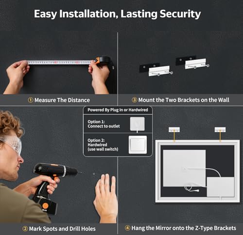 40"x30" LED Bathroom Mirror with Lights (Frontlit & Backlit / 40"L x 30"W)